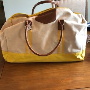 Fun yellow and canvas duffle bag